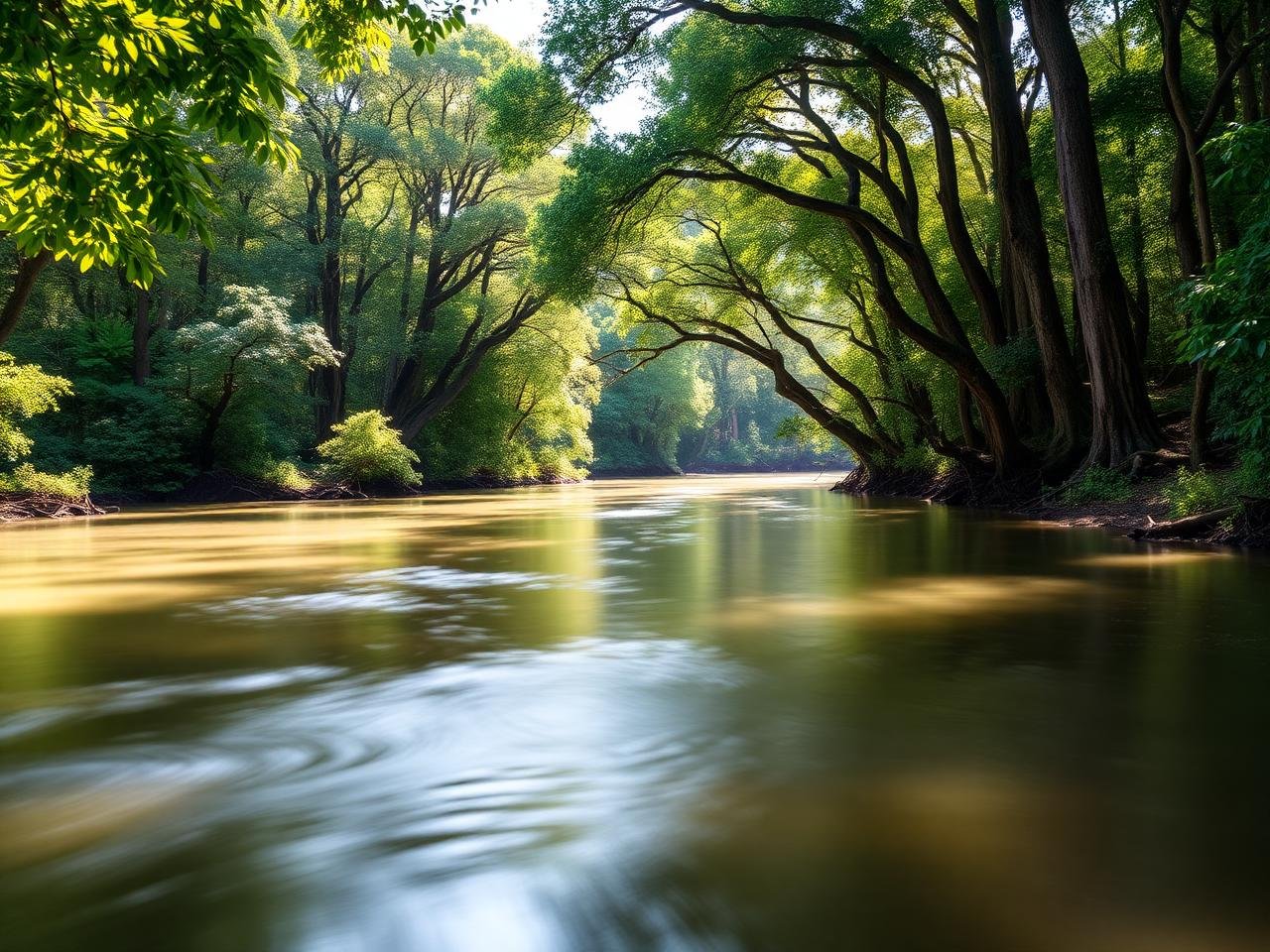 Rio cercado por mata atlântica no condomínio